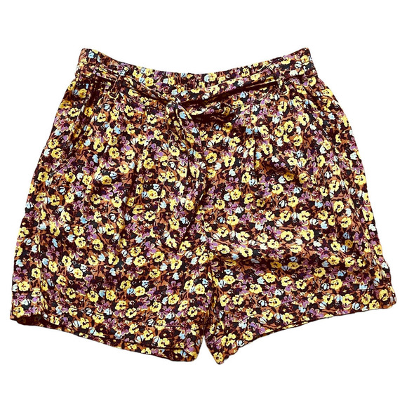 Free People Layla High Waist Tie Belt Flowy Boho Floral Print Shorts S - Picture 2 of 9